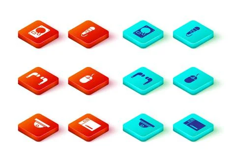 Set Motion sensor, Graphic tablet, Air headphones, Computer mouse, Microphone Stock Illustration