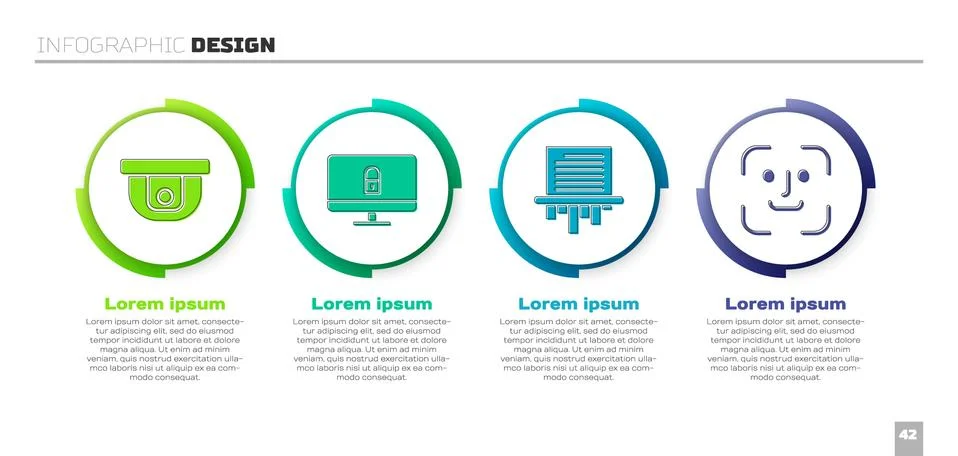 Set Motion sensor, Lock on computer monitor, Paper shredder and Face recognition 库存插图