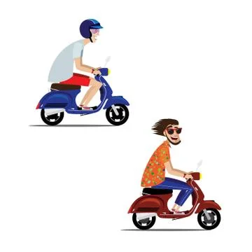 Set of motorcyclists Illustrazione stock