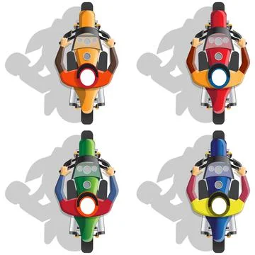 A set of motorcyclists. Stock Illustration