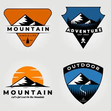 Set of mountain adventure logo vector illustration design, outdoor logo Stock Illustration