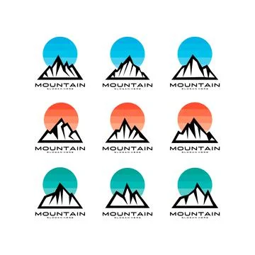 Set of mountain and sky logo vector template Stock Illustration