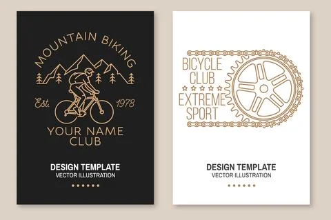 Set of Mountain biking flyer, brochure, banner, poster. Vector illustration Illustrazione stock
