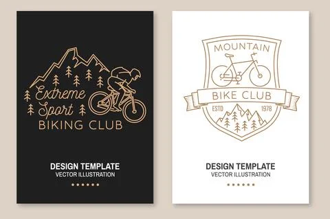 Set of Mountain biking flyer, brochure, banner, poster. Vector illustration Stock Illustration