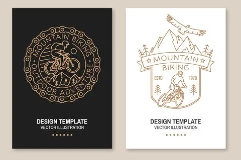Set of Mountain biking flyer, brochure, banner, poster. Vector illustration Stock Illustration