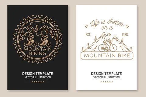Set of Mountain biking flyer, brochure, banner, poster. Vector illustration Illustrazione stock