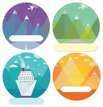 Set of mountain cards Stock Illustration