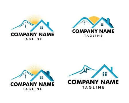 Set of Mountain house logo icon vector template Stock Illustration