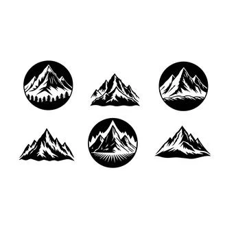 Set of mountain icons Stock Illustration