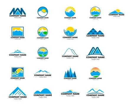Set of Mountain logo design vector template Stock Illustration