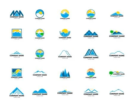 Set of Mountain logo design vector template Stock Illustration