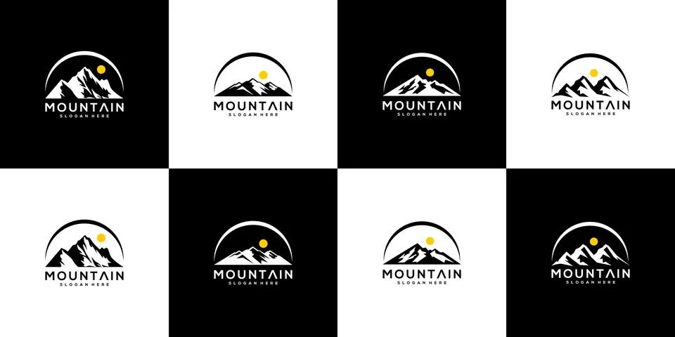 Set of mountain logo vector design template Stock Illustration