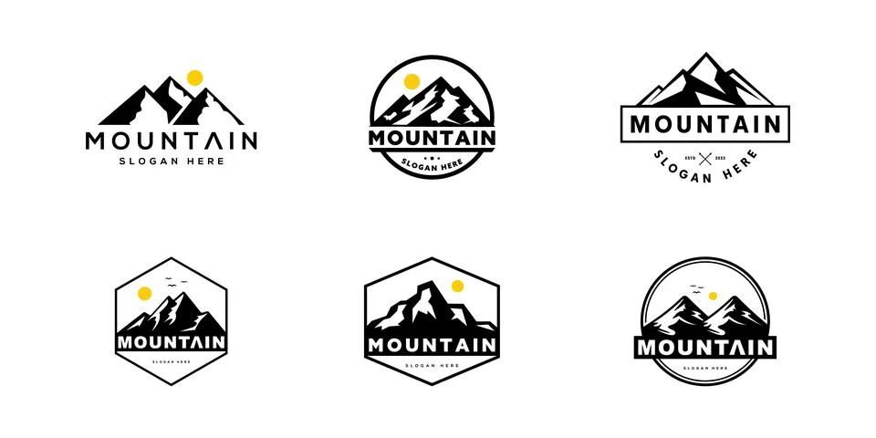 Set of mountain logo vector design template Stock Illustration