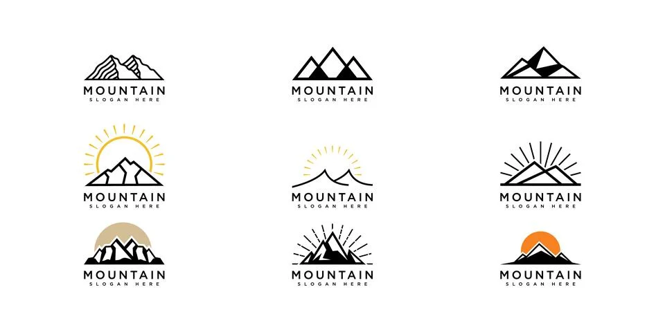 Set of mountain logo vector design Stock Illustration