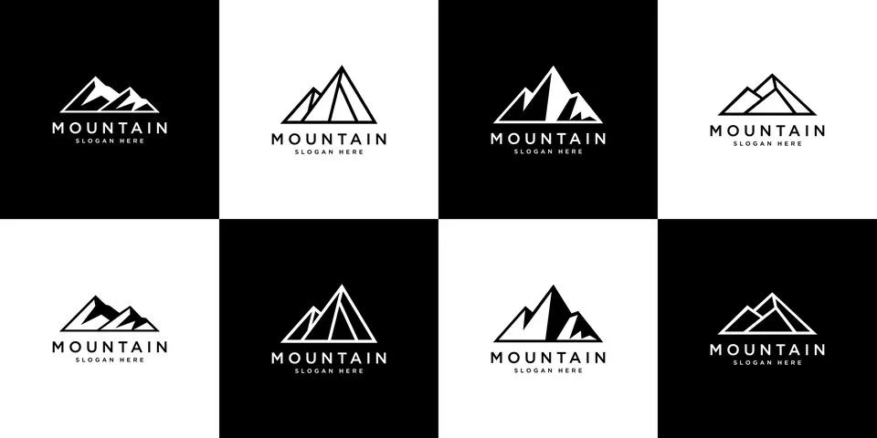 Set of mountain logo vector template Stock Illustration