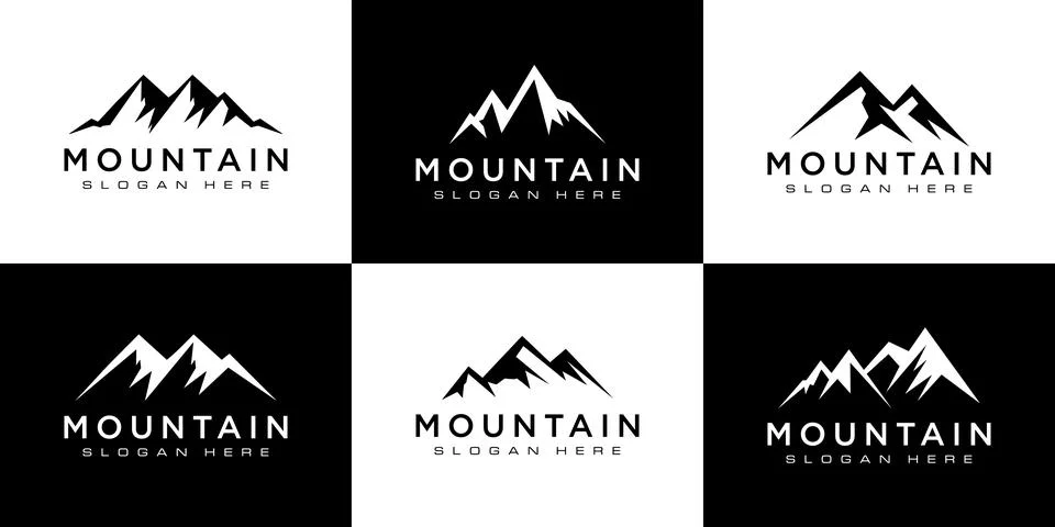Set of mountain logo vector template Illustrazione stock