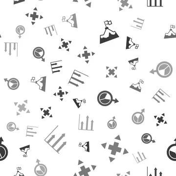 Set Mountains with flag, Many ways directional arrow, Financial growth and Pie Illustrazione stock