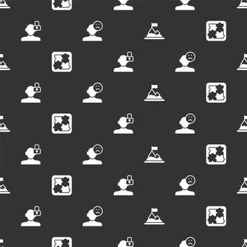 Set Mountains with flag on top, Solution problem psychology, Closed personality Illustrazione stock