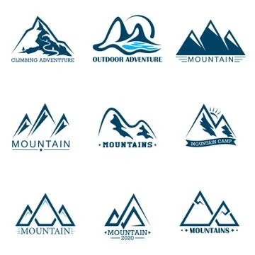 Set mountains logo. Logo outdoor adventure in mountain. Stock Illustration