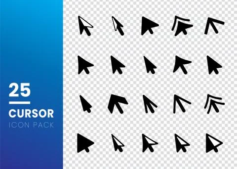 Set of Mouse cursor vector icon sign isolated on transparent background Stock Illustration