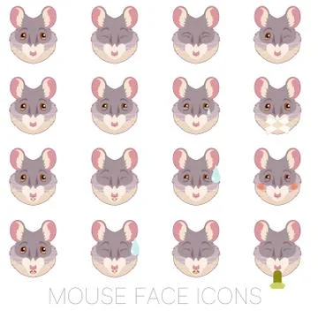 Set of Mouse faces Stock Illustration