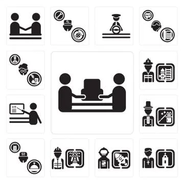 Set of mover, Priest, Spaceman, Worker, Concierge, Magician, Teacher, Firefig Free Stock Illustration