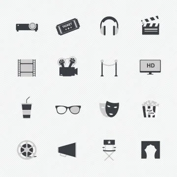 Set of movie design elements and cinema icons. Illustrazione stock