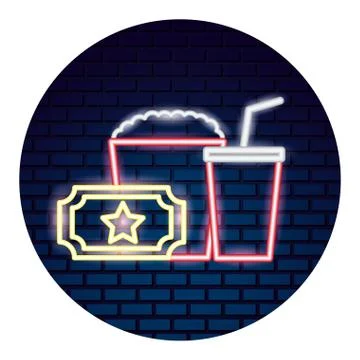 Set of movie objects a neon イラスト素材