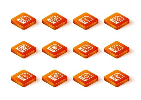 Set MP3 file document, MAX, RAW, MOV, and WAV icon. Vector 스톡 일러스트