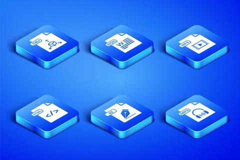 Set MP3 file document, OBJ, AI, HTML, DOC and MP4 icon. Vector Stock Illustration
