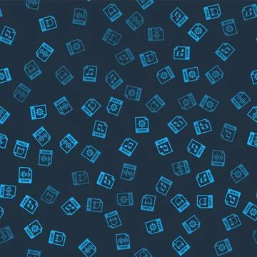 Set MP3 file document, WAV, MAX and  on seamless pattern. Vector 库存插图