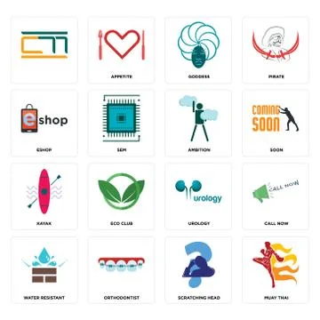 Set of muay thai, scratching head, water resistant, urology, kayak, ambition, Free Stock Illustration