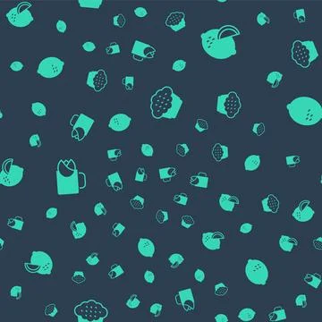 Set Muffin, Lemon, Cup of tea with rose and  on seamless pattern. Vector Illustrazione stock