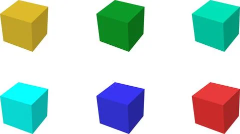 Set of multi-color 3d cubes Stock Illustration