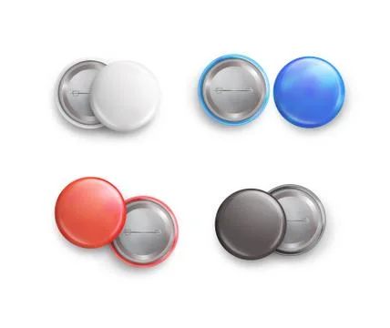 Set of multi color badges. 3d vector Stock Illustration