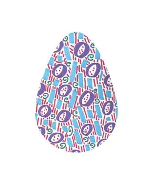 Set of multi-colored abstract Easter eggs. Watercolor decorative drawing Stock Illustration