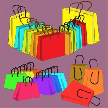 Set of multi-colored bags Stock Illustration