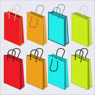 Set of multi-colored bags Stock Illustration