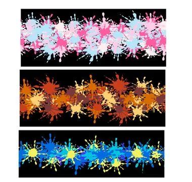 Set of multi-colored blot borders Stock Illustration