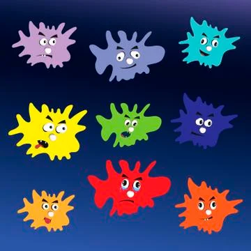 Set of multi-colored blots in the form of blots with a different mood. Vector Stock Illustration