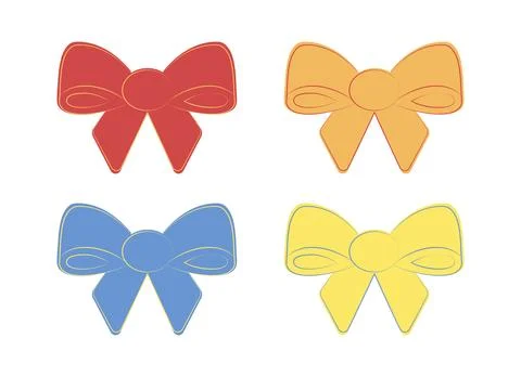 Set of multi-colored bows pencil outline. Decor for gift birthday, Christmas Stock Illustration
