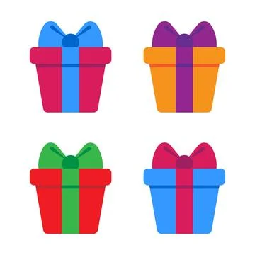 Set of multi-colored boxes with gifts. Christmas gift. Stock Illustration
