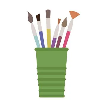 A set of multi-colored brushes for painting in a glass. Vector illustration Stock Illustration