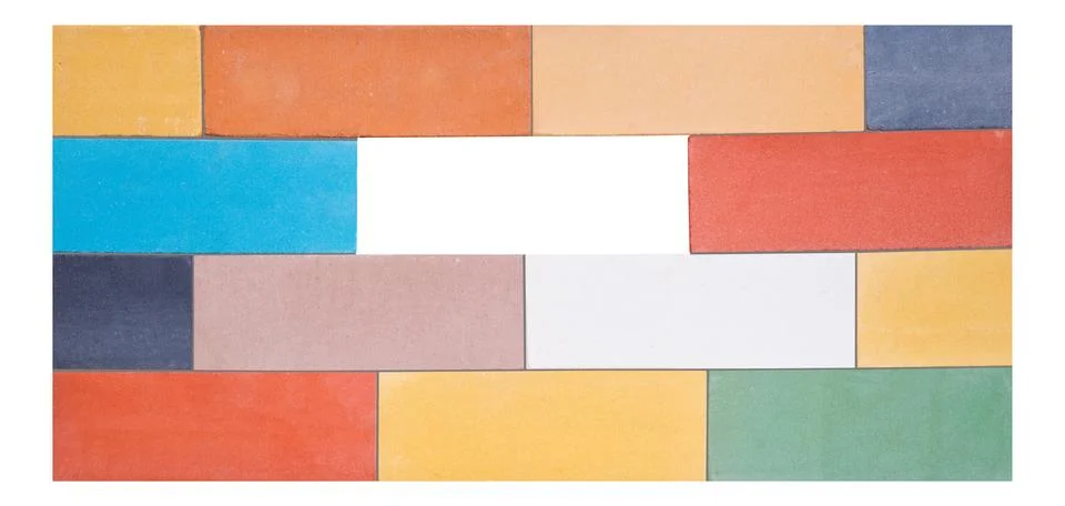 A set of the multi-colored ceramic bricks made in a wall Stock Photos