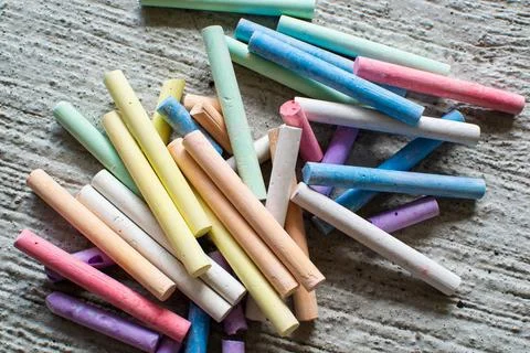 A set of multi-colored crayons for drawing for children's creativity Stock Photos