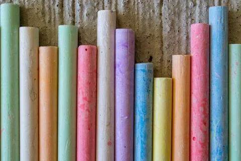 A set of multi-colored crayons for drawing for children's creativity Stock Photos