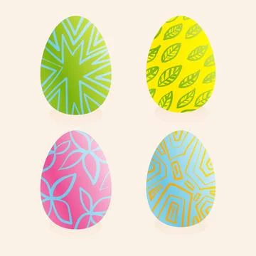 Set of multi-colored Easter eggs with various patterns Stock Illustration
