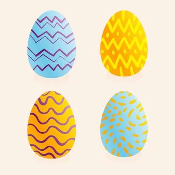 Set of multi-colored Easter eggs with various patterns Stock Illustration