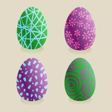 Set of multi-colored Easter eggs with various patterns Stock Illustration
