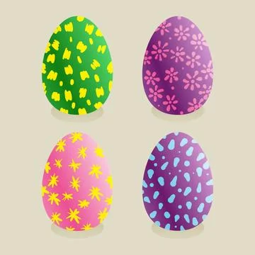 Set of multi-colored Easter eggs with various patterns Stock Illustration